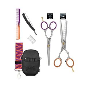 Zestaw BASIC SET THE STAGE IS YOURS ERGO SLICE Nożyczki + Degażówki fryzjerskie jednostronne Jaguar ERGO PRESTYLE SLICE 5,5" + Akcesoria