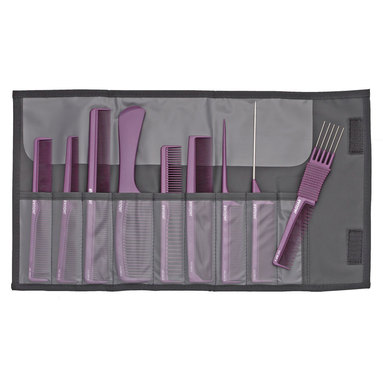 Zestaw grzebieni fryzjerskich 9 szt. k.fiolet