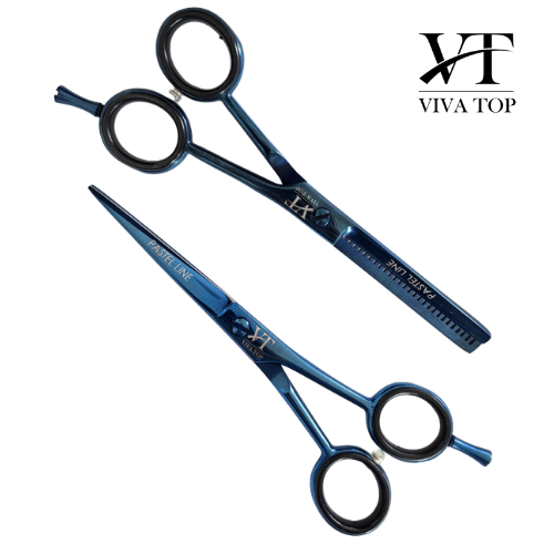 Zestaw VIVA TOP PASTELL LINE BLUE Nożyczki 5,5"+ Degażówki 5,5"+ Etui black 2 poz.