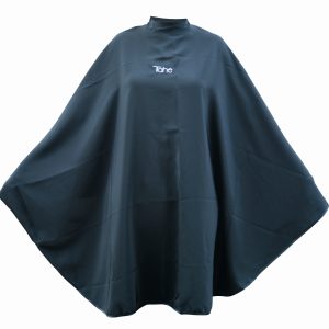 TAHE - Peleryna fryzjerska czarna do strzyżenia  (zapięcie na zatrzask)