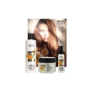 ZESTAW PACK MIRACLE GOLD ANTI FRIZZ Włosy Cienkie (Szampon 300ml + Maska 300ml + Serum 100ml)