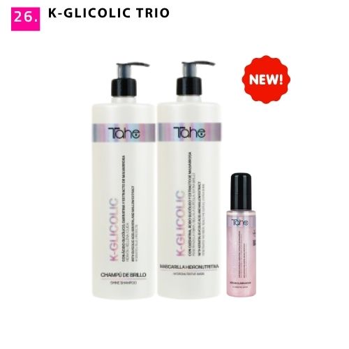 TRIO K-GLICOLIC - Shine Szampon z AHA 1000 ml + Hydronutritive Maska z kwasem glikolowym i keratyną 1000 ml + Illuminating Serum z AHA