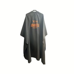 Peleryna fryzjerska na gumce BARBER BLACK z logo TAHE ADVANCED BARBER (zapięcie na haftke) - Perełka TAHE nr.A31