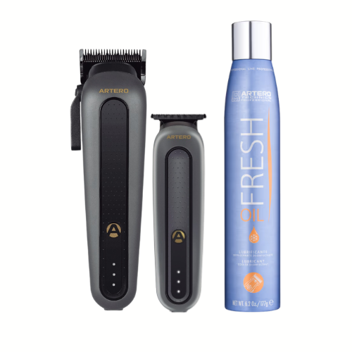 Zestaw frzyjerski GRAPHITE Maszynka fryzjerska bezprzewodowa BROOKLYN + Trymer BROONX + OIL FRESH Spray